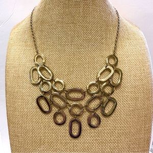 NWT White House Black Market necklace bib style light gold tone reversible